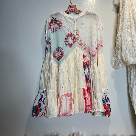 Free People Mended with Scarves Pieced Mixed Printed Colorful Mini Dress - Picture 8 of 9